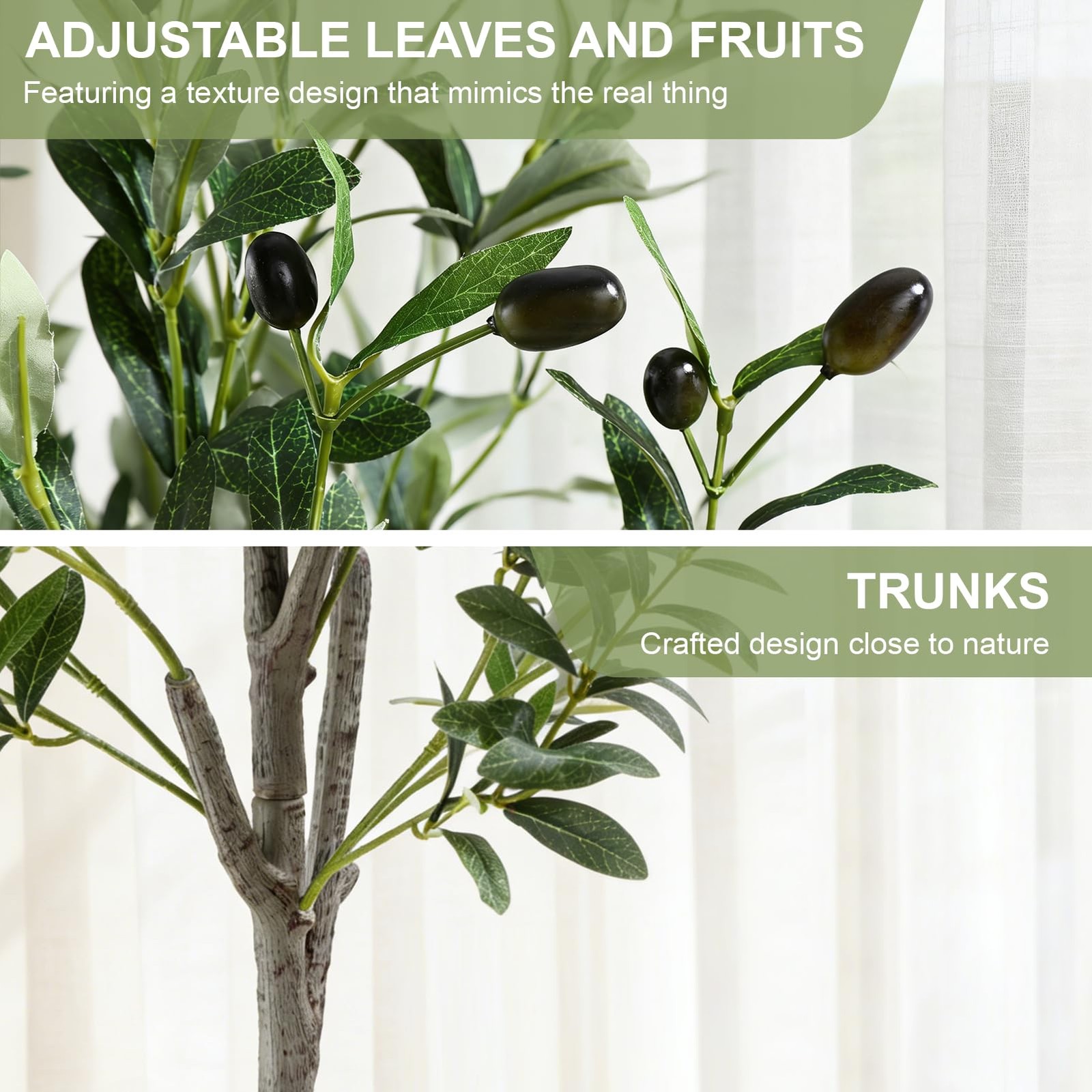 Artificial Olive Trees, 6FT Tall Faux Olive Tree with Lights Moss and Planter…