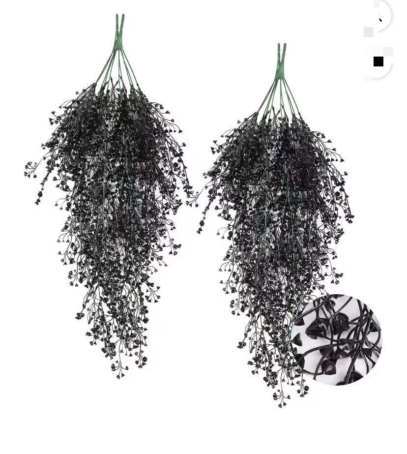 4PCS Decorative Flowers Vine Hanging Artificial Plants Hanging Plant-Black