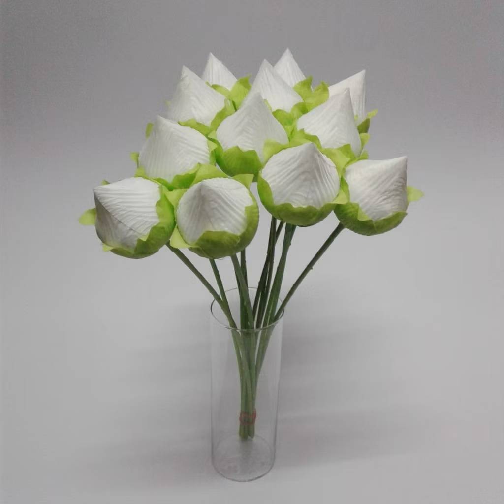10x Fake Lotus Flower Bud Set 50cm Tall Artificial Flowers Vase Altar Decor