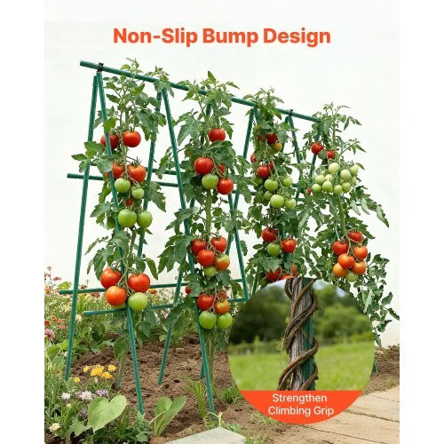 Garden Stakes, 50 Pack, 46.06 inch, Plastic Coated Metal Tomato Stakes, Garden S