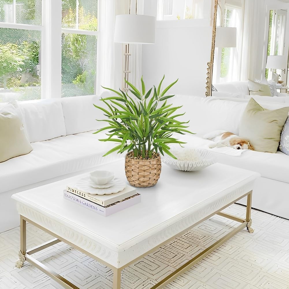 Artificial Bamboo Tree Plant 19 inch Tall Potted Faux Bamboo Indoor Plant