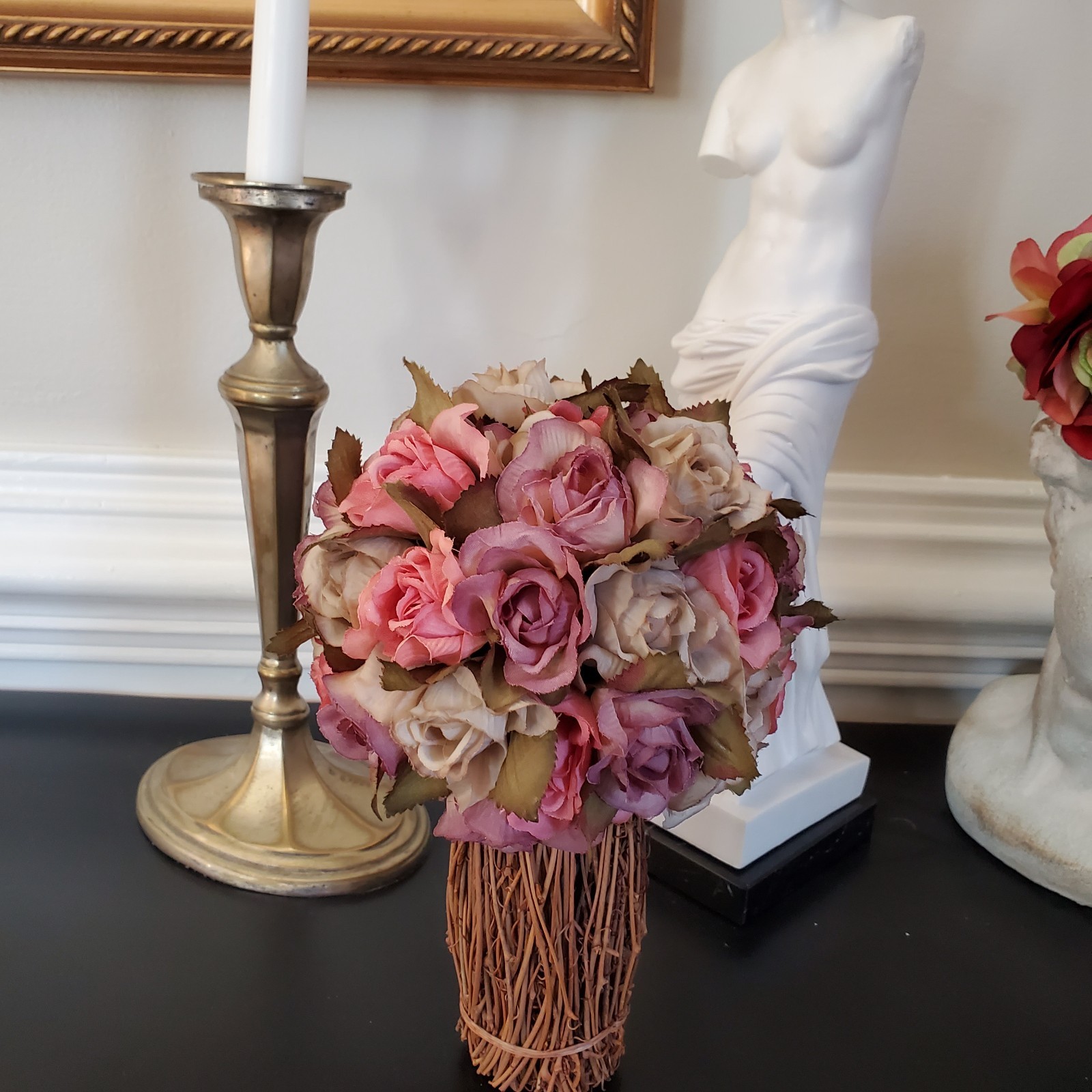 Rose Topiary Willow Base Table Tap Display Wedding Bouquet Vase Insert VINTAGE