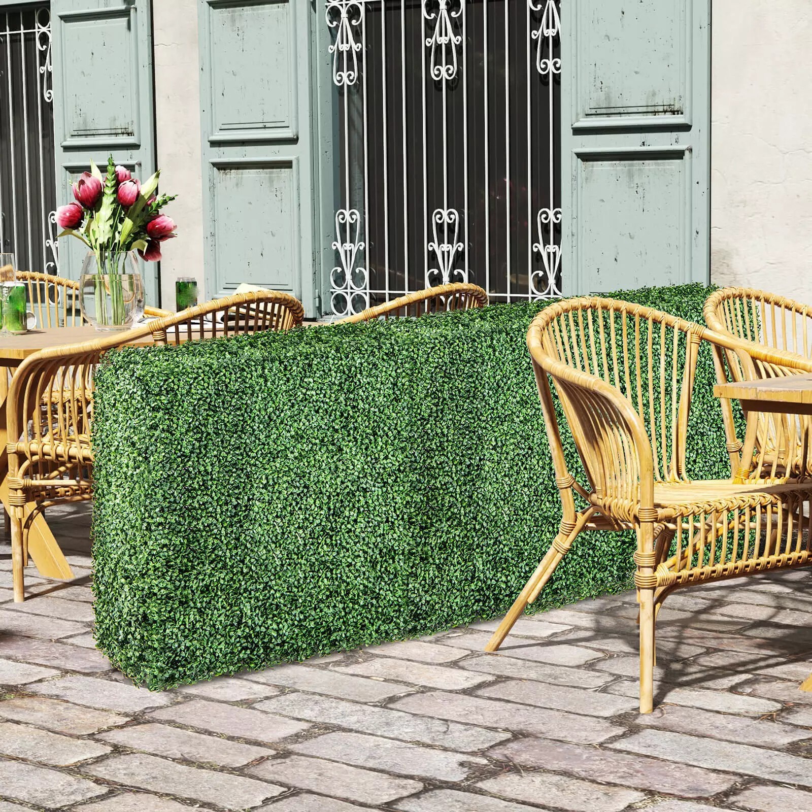 Artificial Plant Wall w/ Realistic PE Leaves Aluminum Tubes Zip Ties Decoration