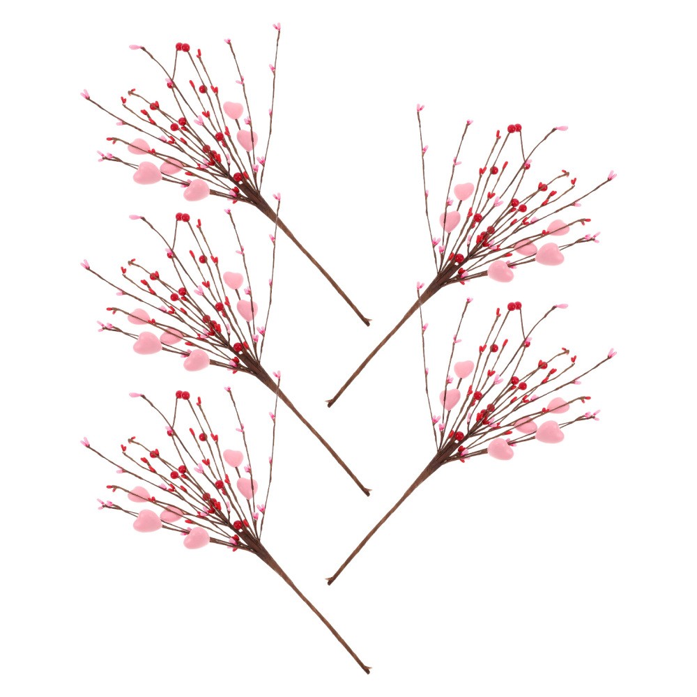 5Pcs Foam Valentine Berry Picks Assorted Color Romantic Home Decoration