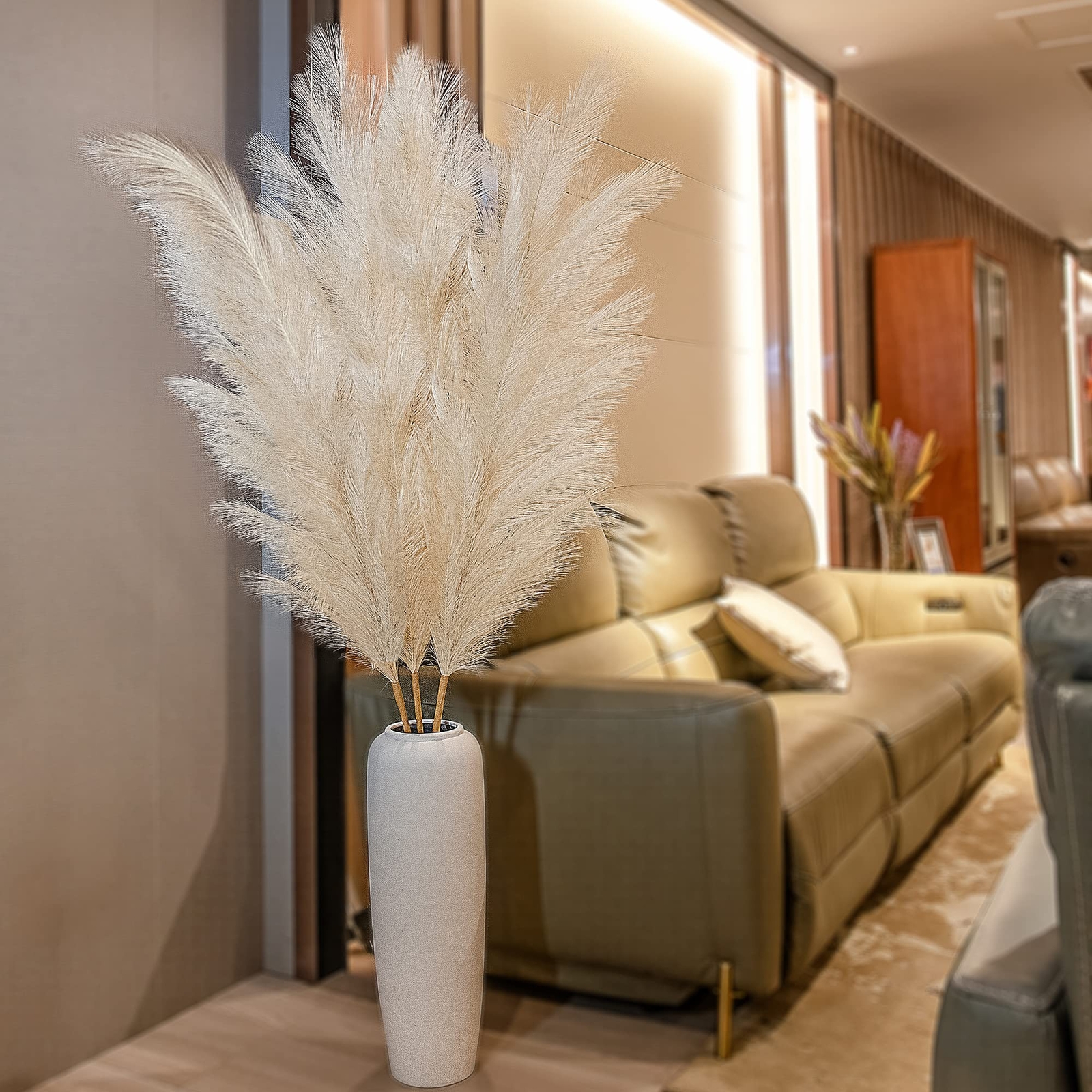 71″ Large Pampas Grass Decor Tall, Faux Pampas Grass, Pompous Grass Large, Fl…