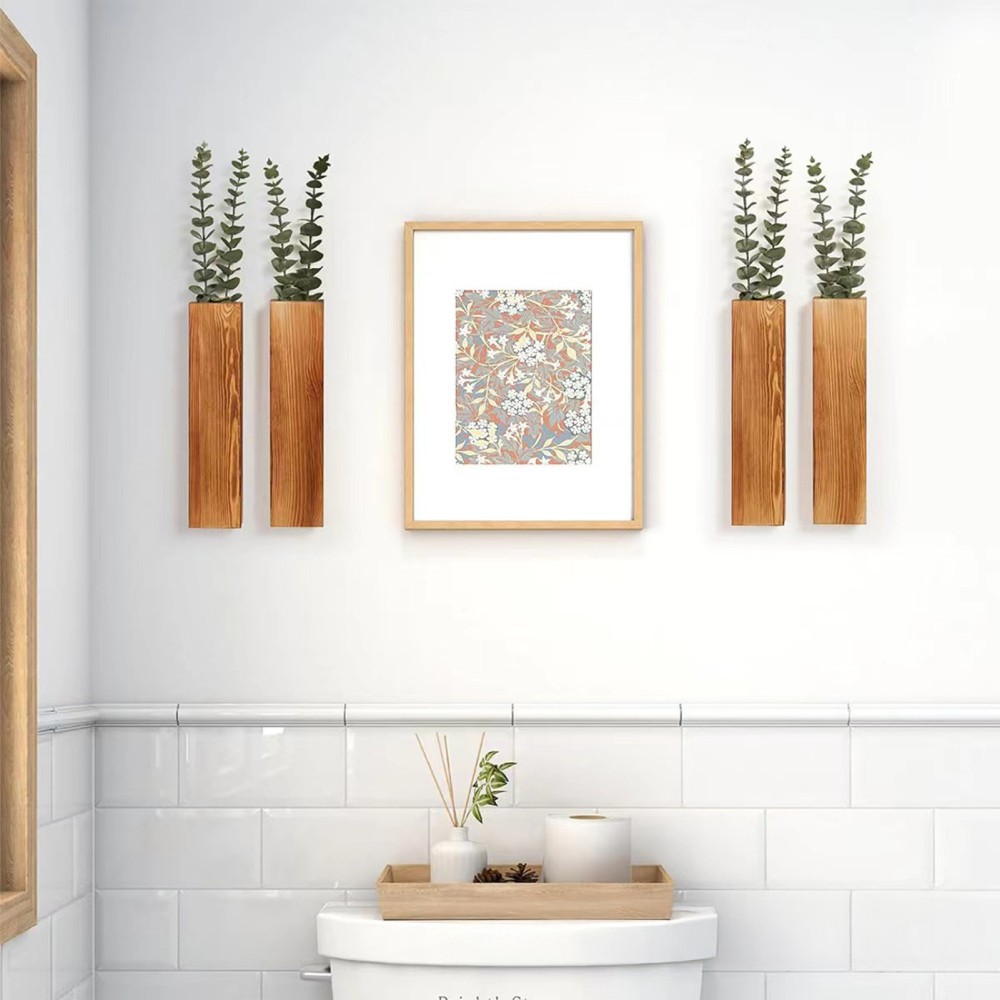 Wood Wall Planters for Fake Plants and Dried Flowers Stems Home Office Decor