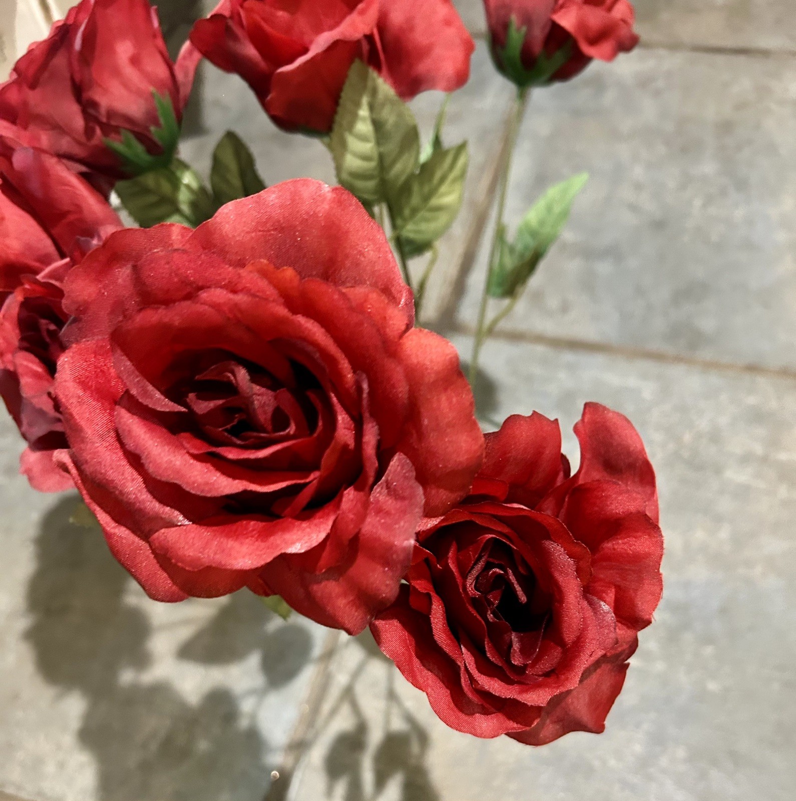 Artificial Rose Flowers Bouquet Burgundy 10 Blooms Long Stem Red Roses Bouquet