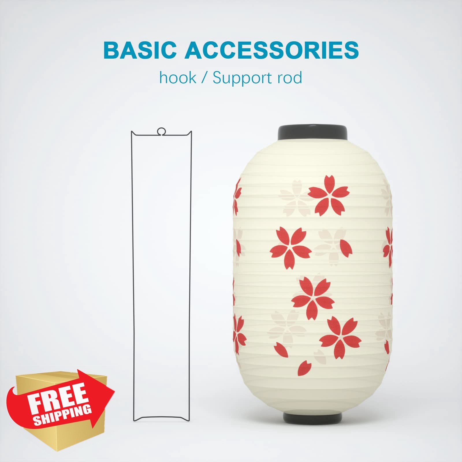 ZUEXT Lanterns Beige White Silk Cherry Blossom