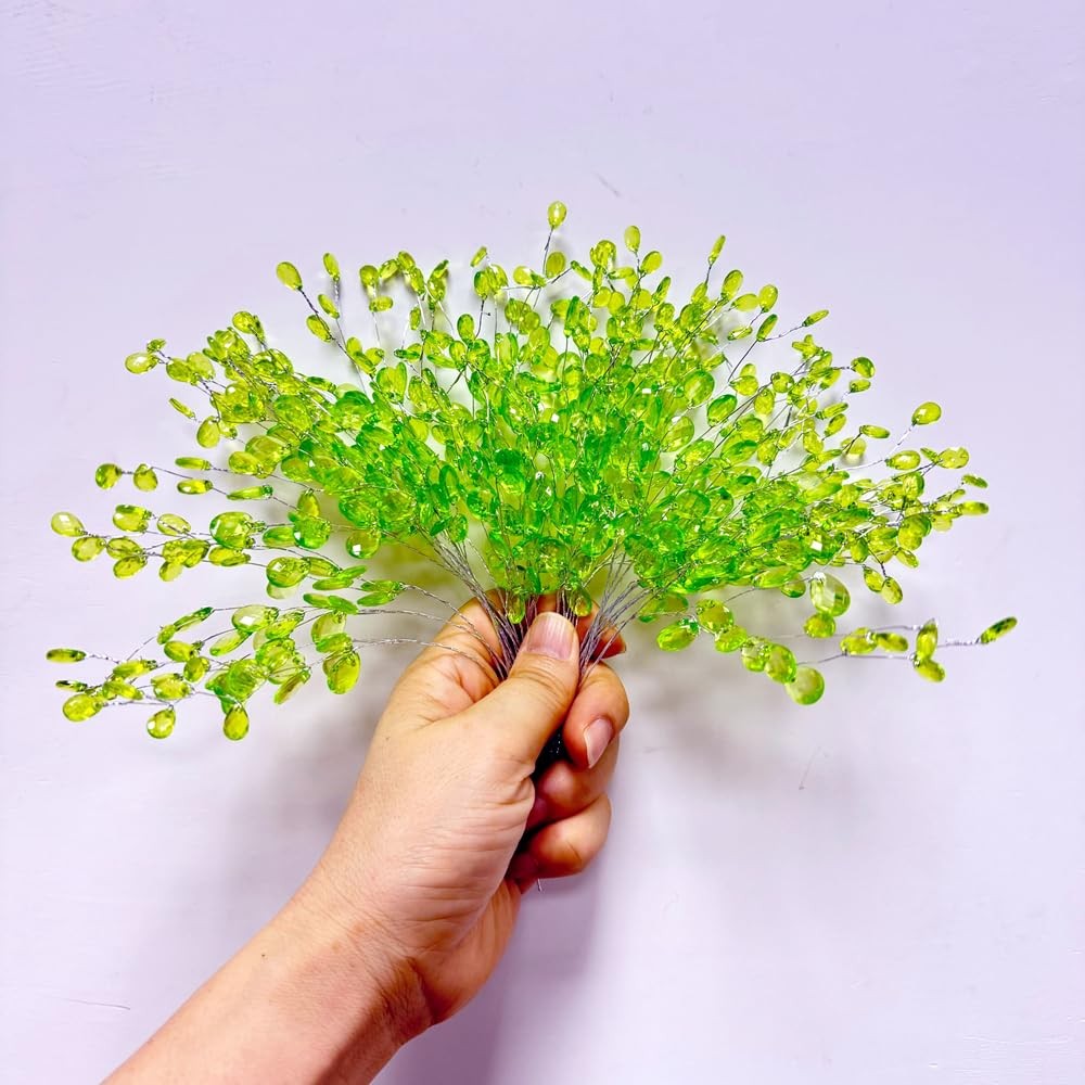 30pack Acrylic Bead Drop and Soft Stems Floral Picks,6.75″ Artificial Bouquet…