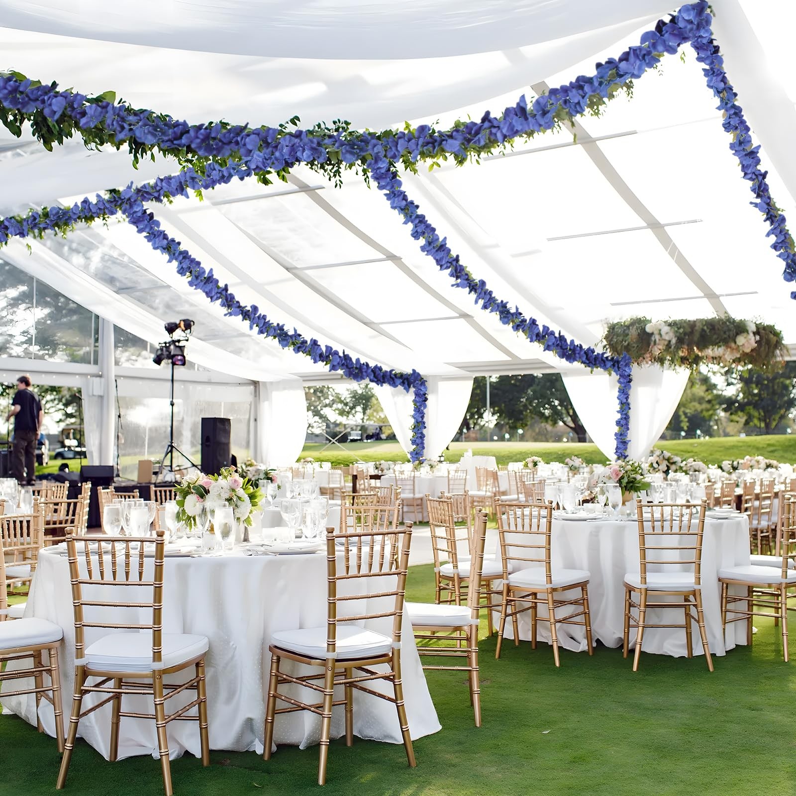 Royal Blue Wisteria Hanging Flowers Garland 6.4FT Wisteria Garland Hanging Fl…