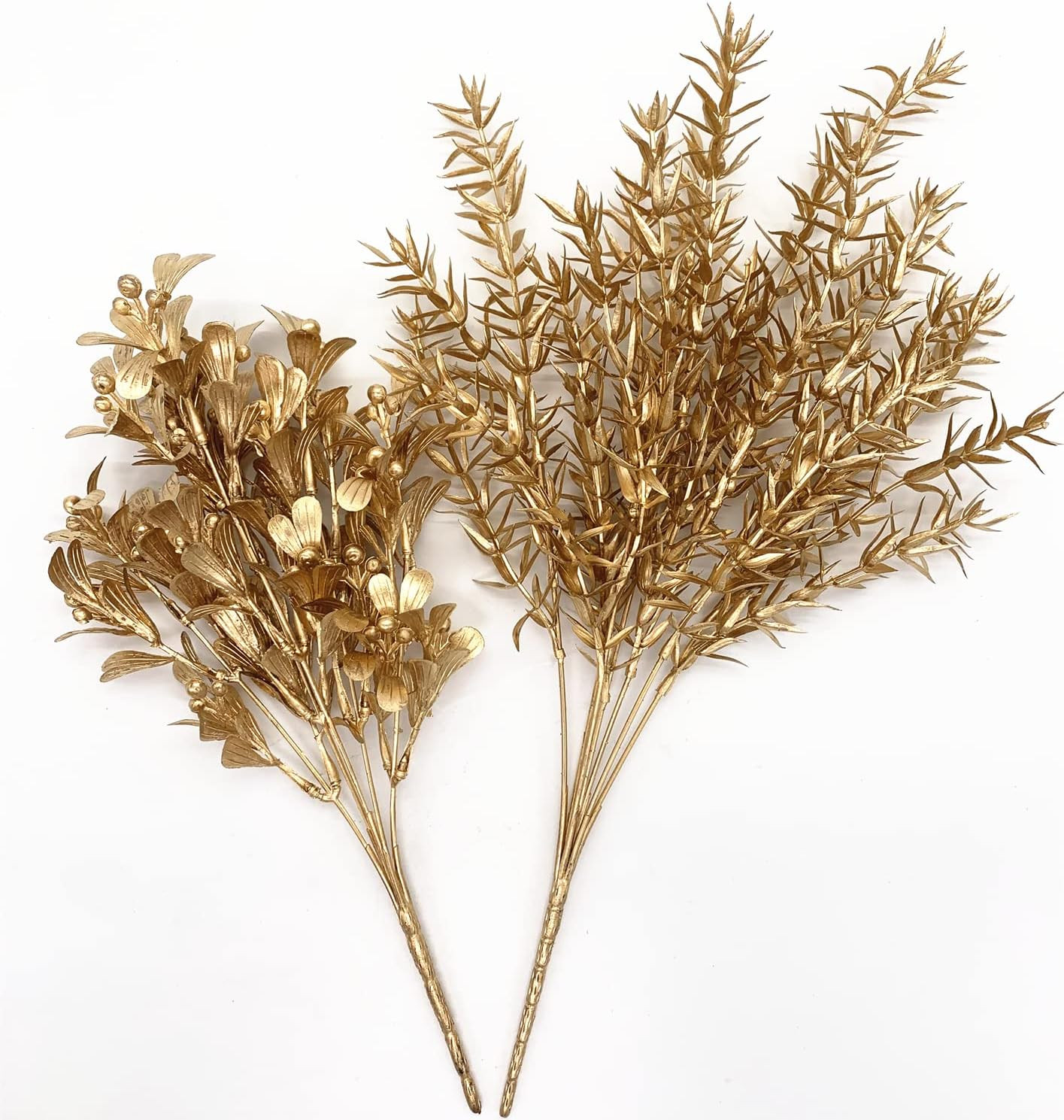 Gold Decorations Artificial Plants, Golden Berry Leaves Fake Simulation Spiky L
