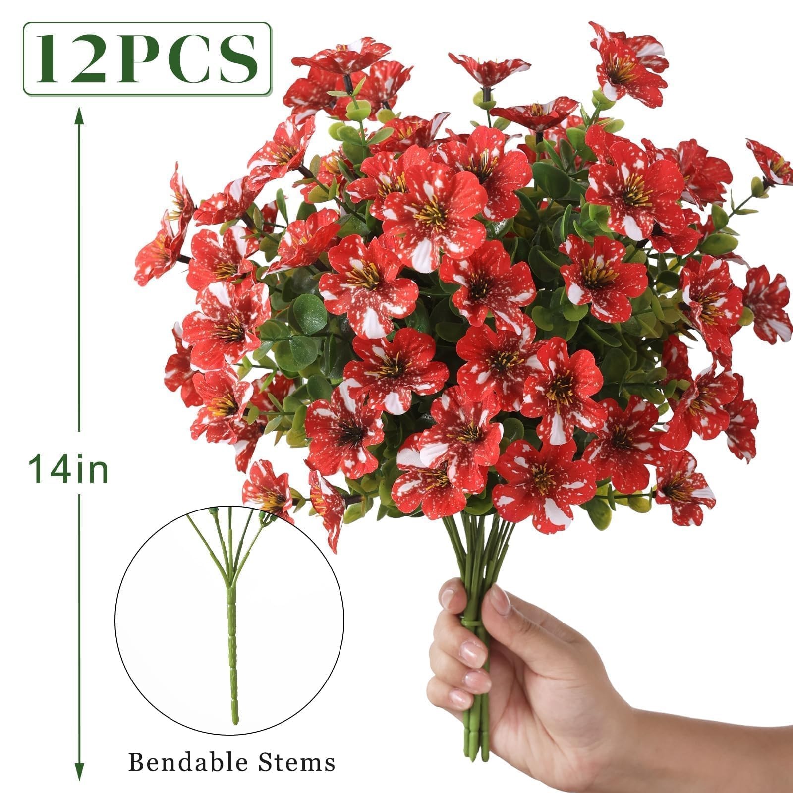12 Bundles Artificial Morning Glory & Eucalyptus for Outdoor, Realistic Fake …