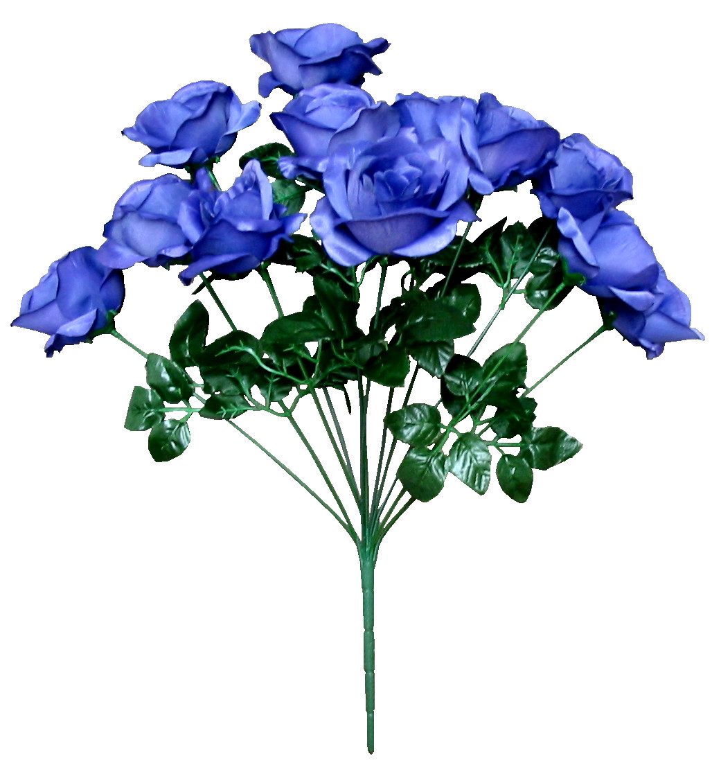 Purple 12-4″ Rose 21″ Bush Silk Flower Home Wedding Outdoor General Decor Craft