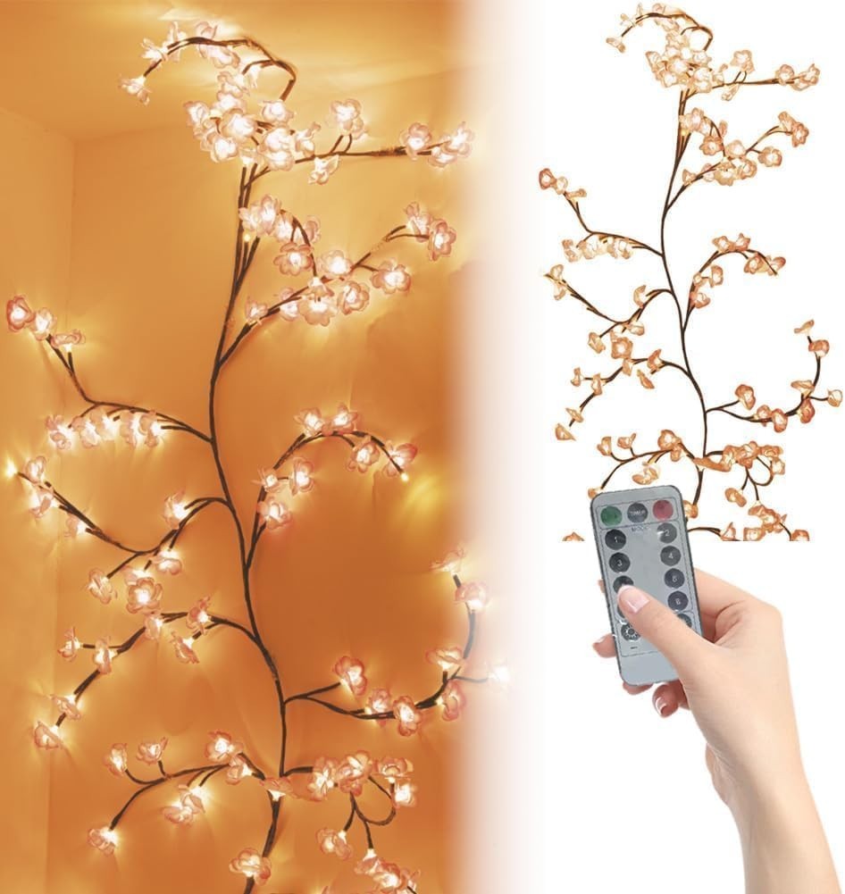 Rose LED Tree Branch Lights for Wall, Rose Flower Willow Vine Twig Decor Garl…