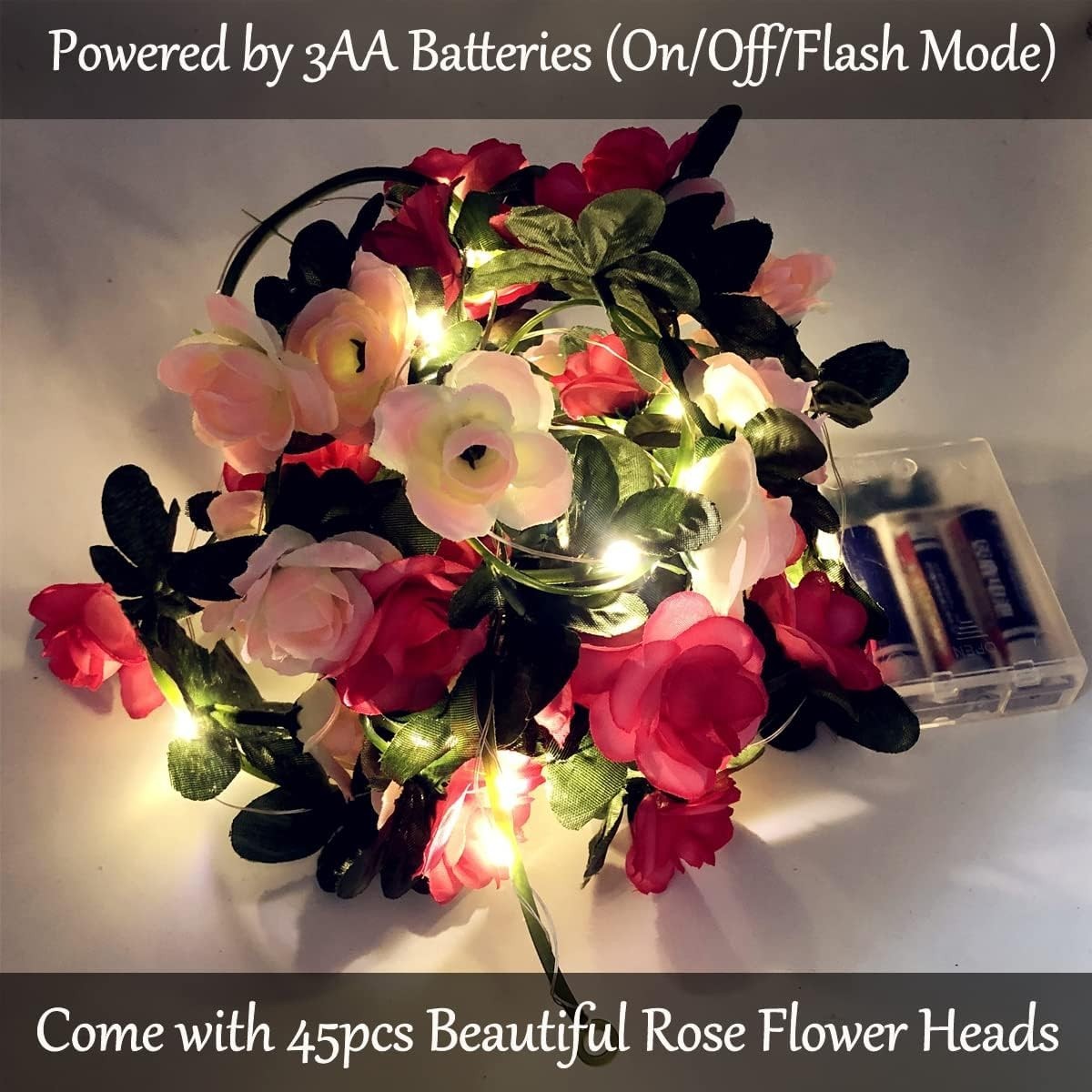 30 LED Rose Flower String Lights 8.2ft Artificial Flower Garland with Lights …