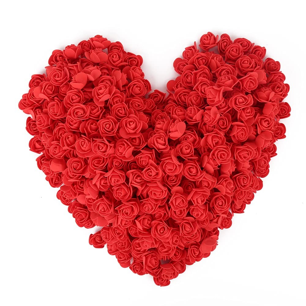 500 PCS Red Mini Foam Rose Heads Bulk Fake Flower DIY Crafts Wedding Bouquets