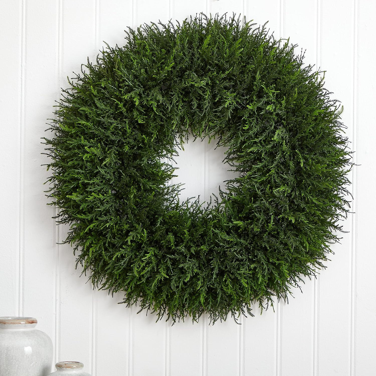 32-Inch Lush Green Cedar Artificial Wreath for Home Decor