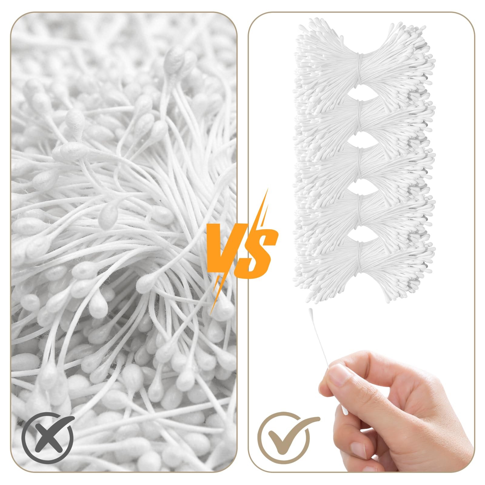 2000 PCS White Flower Stamens 2.3 Inch Cotton Bulk Artificial Floral Center