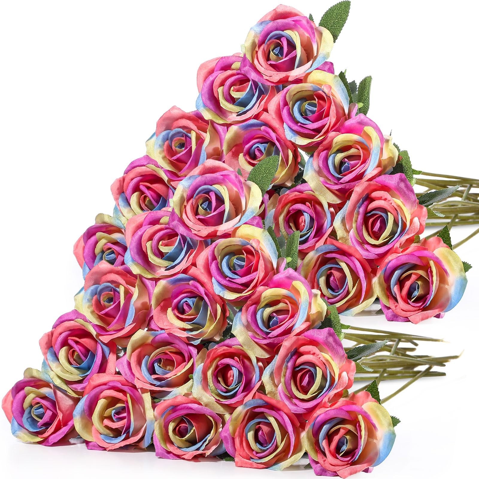 40 Pcs Realistic Silk Fake Roses – Long Stem Artificial Flowers for Wedding, Hom