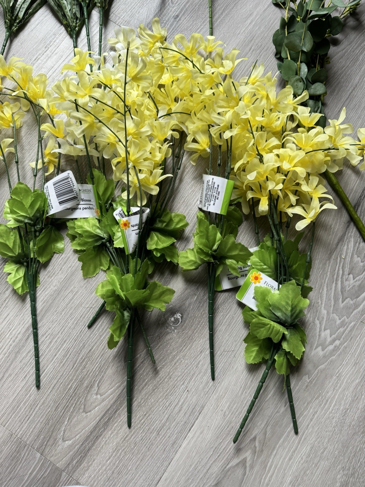 30 faux Yellow, Green and White Artificial Floral Arrangements