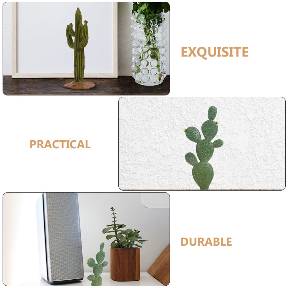 2Pcs Simulated Cactus Adornments Lifelike Figurine Desktop Modeling Statue