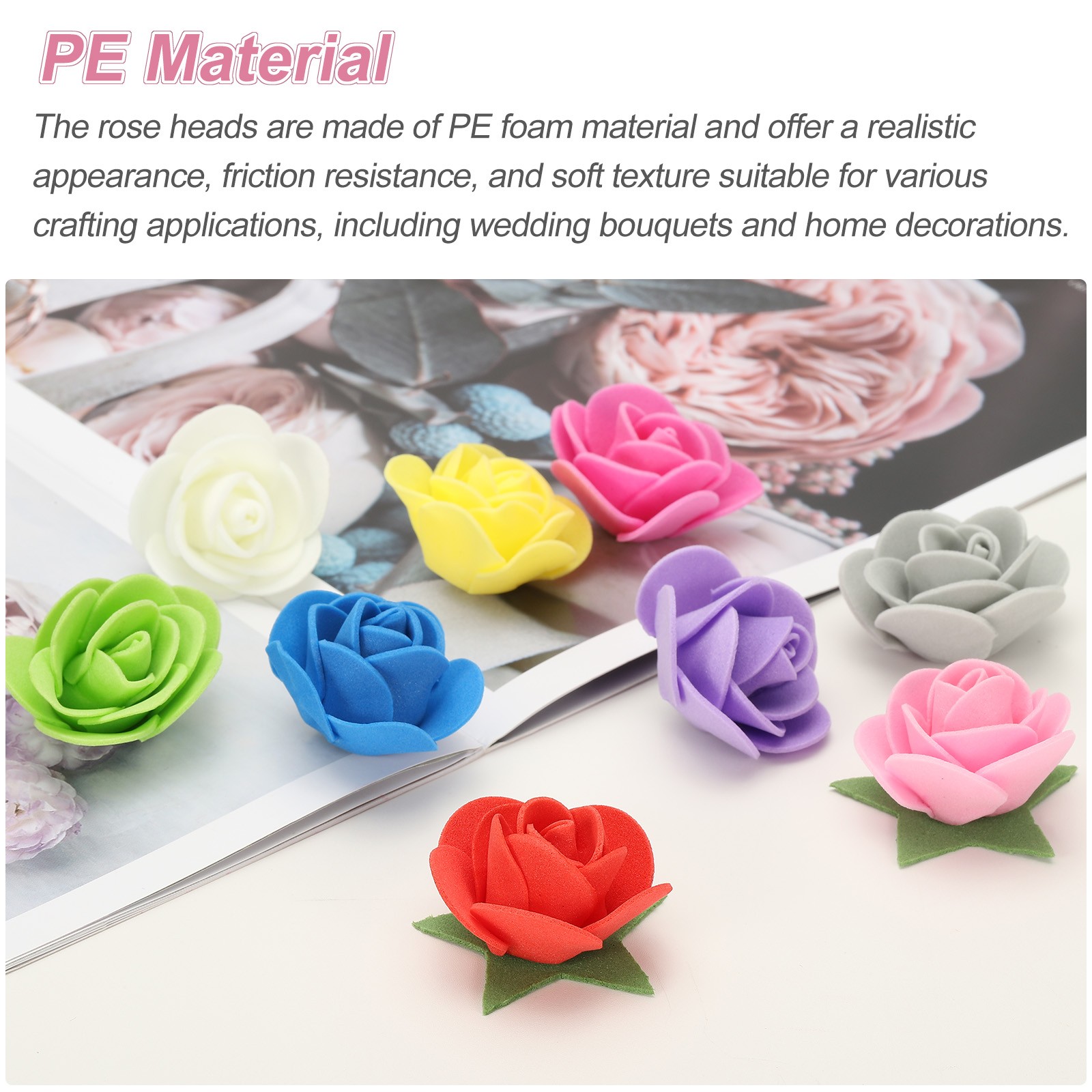 500pcs Foam Rose Heads 3.5 cm for DIY Crafts Accessories, Purple
