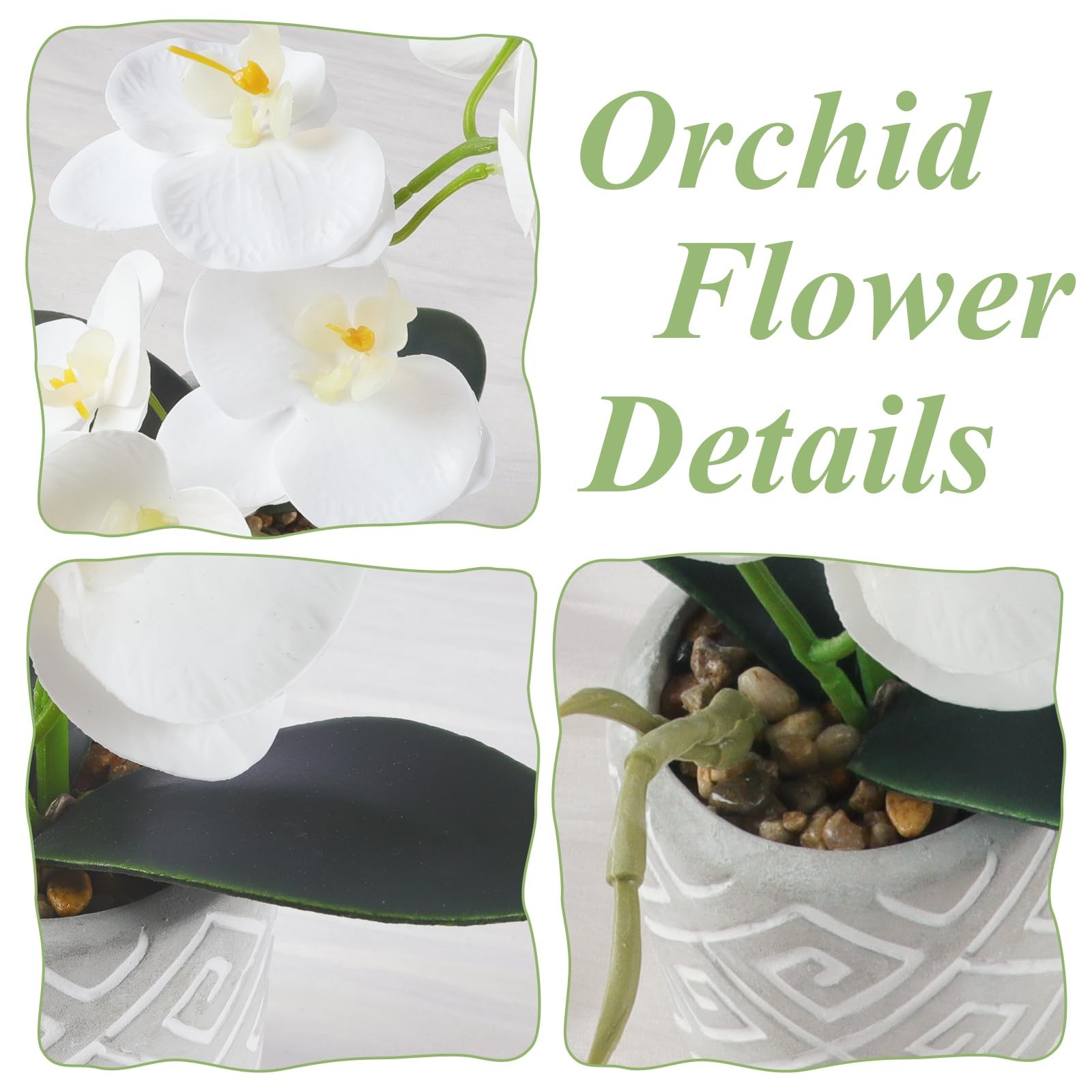 Artificial Orchids Flowers in Pot Real Touch Faux Orchids Flowers with Vase S