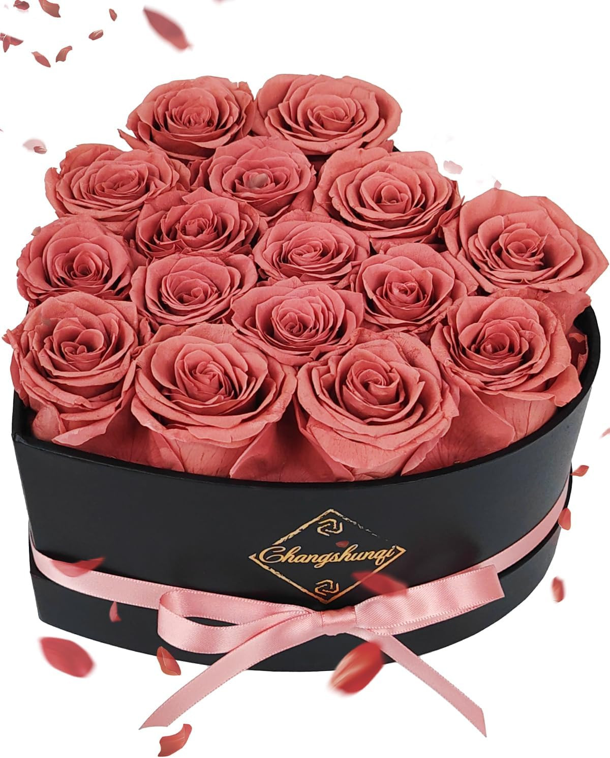 16 Flowers Forever Preserved Roses in Heart Box, Preserved Flowers for Delivery