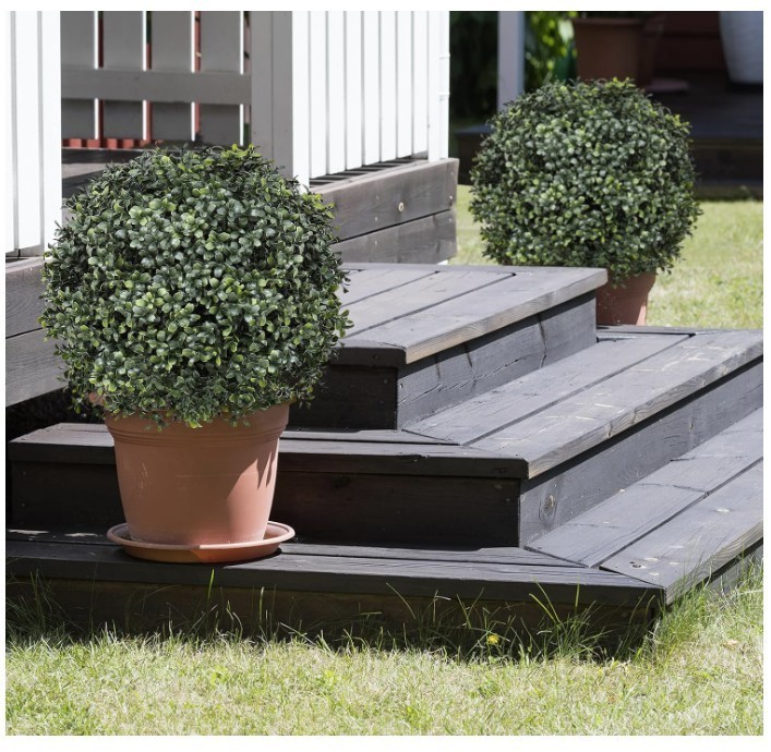Topiary Trees Artificial Indoor or Outdoor Set of 2 Faux Shrub Plants 23″ T,13″D