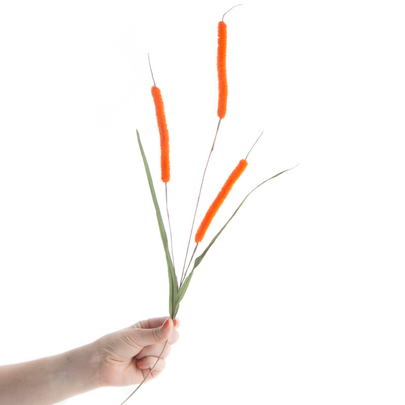 Bulk Package of 24 Orange Artificial 24″ Cattail Stems