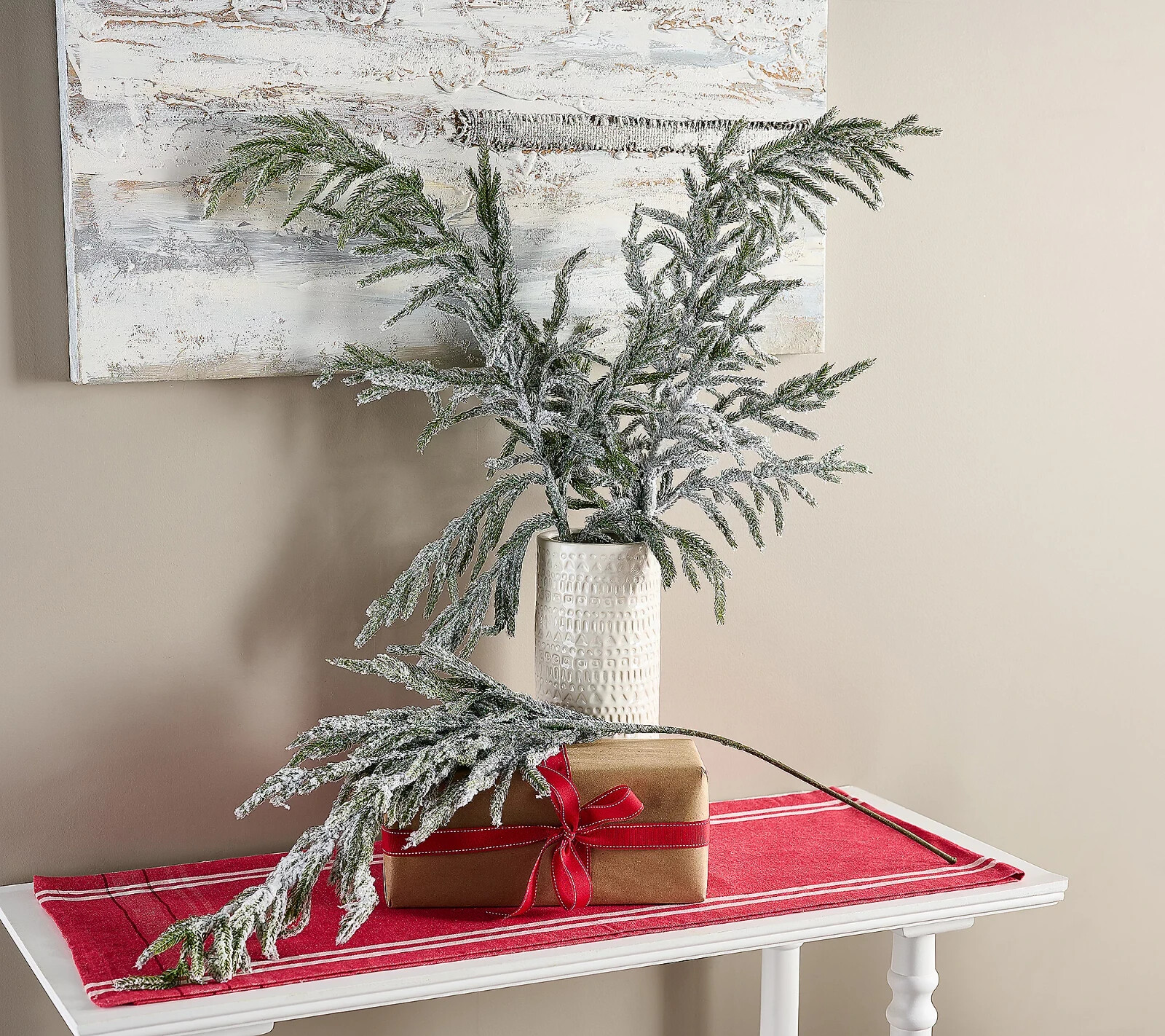 Set of 3 38″ Natural Touch Flocked Pine Stems by Valerie