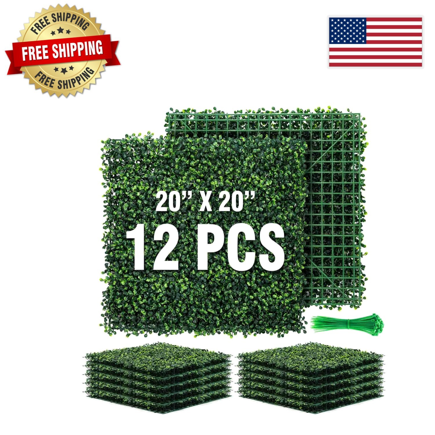 Elegant 33 Sq. Ft. Faux Grass Wall Panels – 12 Pack 20″x20″ for Home and Events