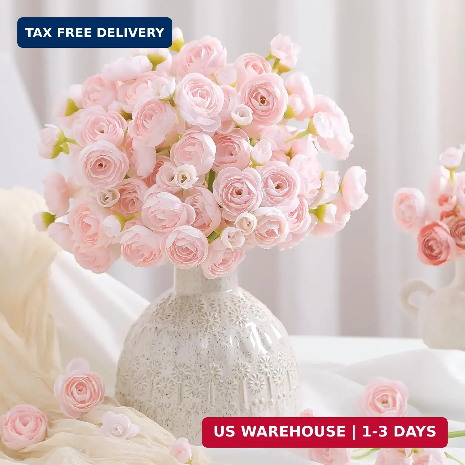Alupssuc 30Pcs Ranunculus Artificial Flowers Faux Silk Mini Ranunculus, Spring F