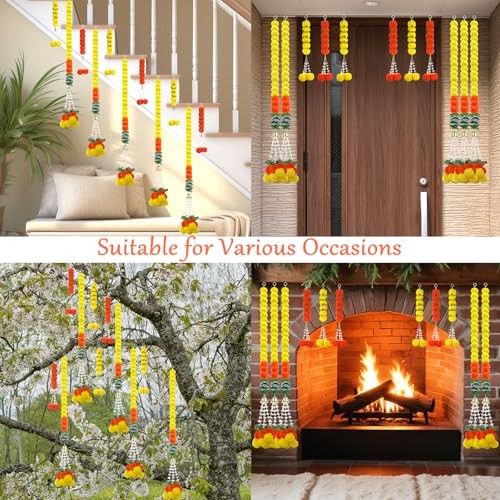 11PCS Diwali Decorations Marigold Garland for Home, Artificial 11pcs Yellow