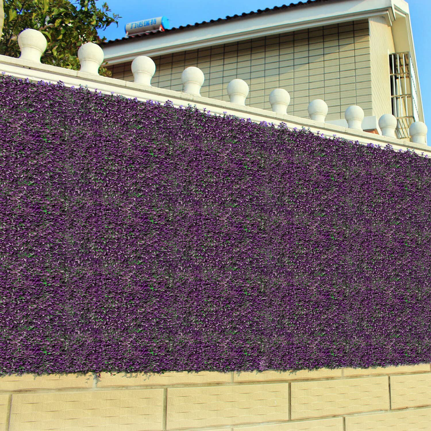 20×20″ Artificial Faux Purple Peanuts Greenery Fence Screen Wall Decor Panel