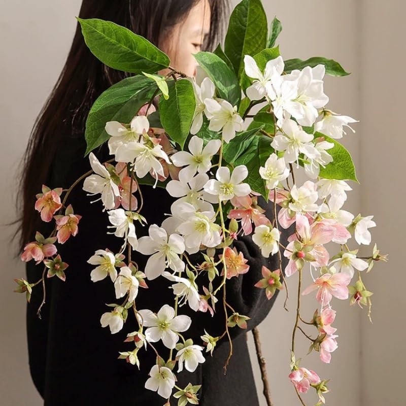 3Pieces Fake Hanging Plants Artificial Jasmine Flower,31″ Hanging Flowers Sil…