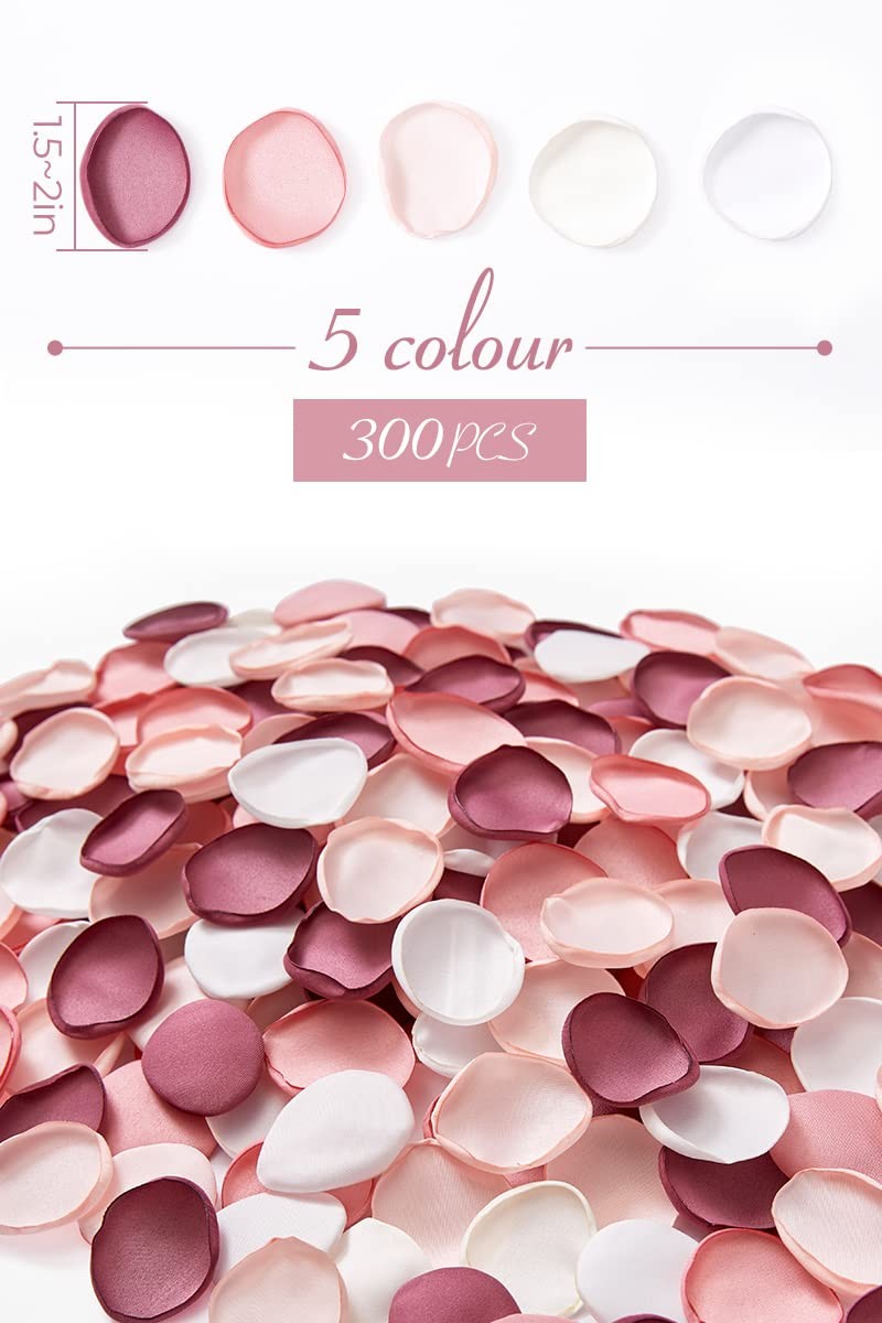 Peach Pink Rose Petals 300PCS, Bulk Wedding Confetti, Silk