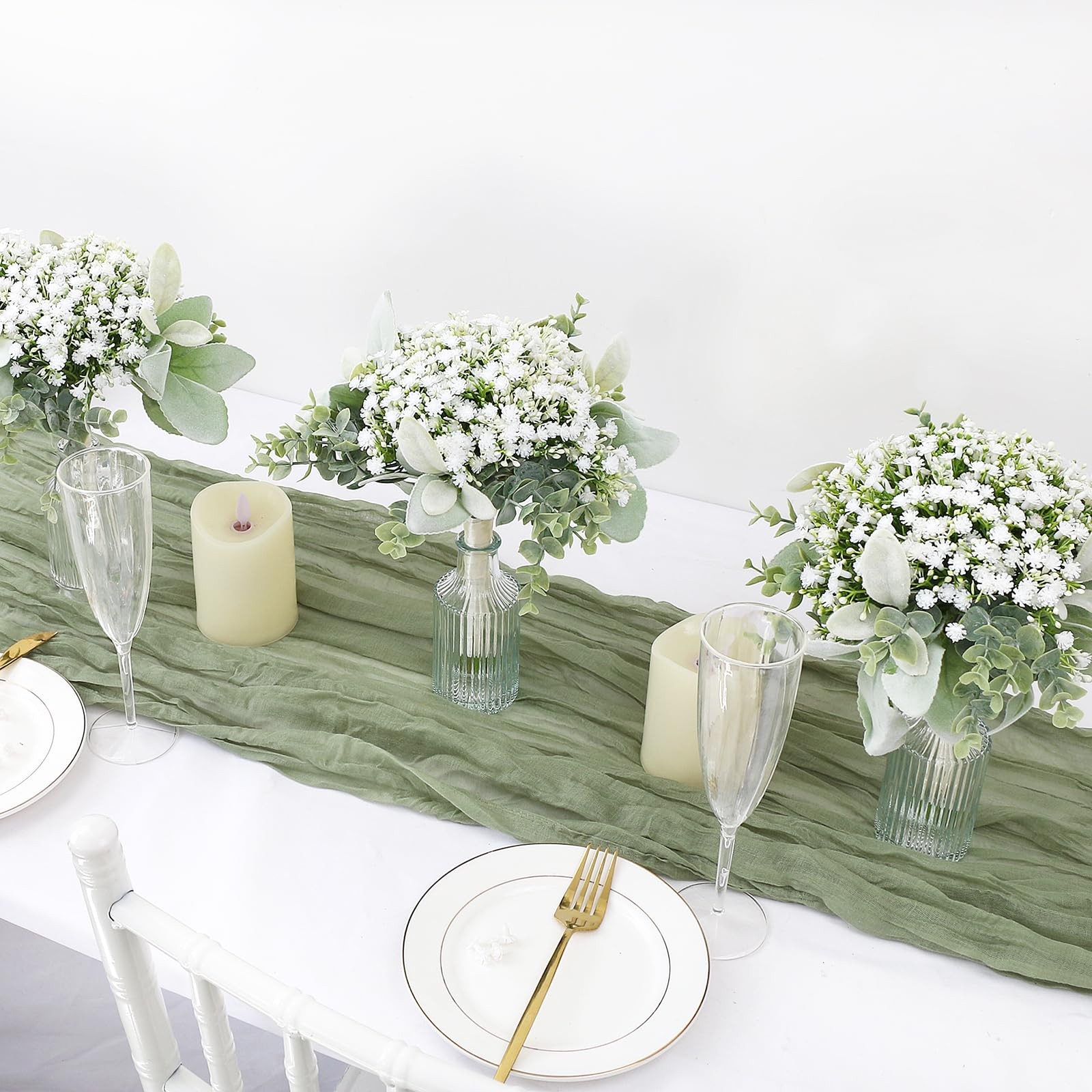 Wedding Artificial Bridesmaids Bouquets Set of 6- Faux Babys Breath White Fak…