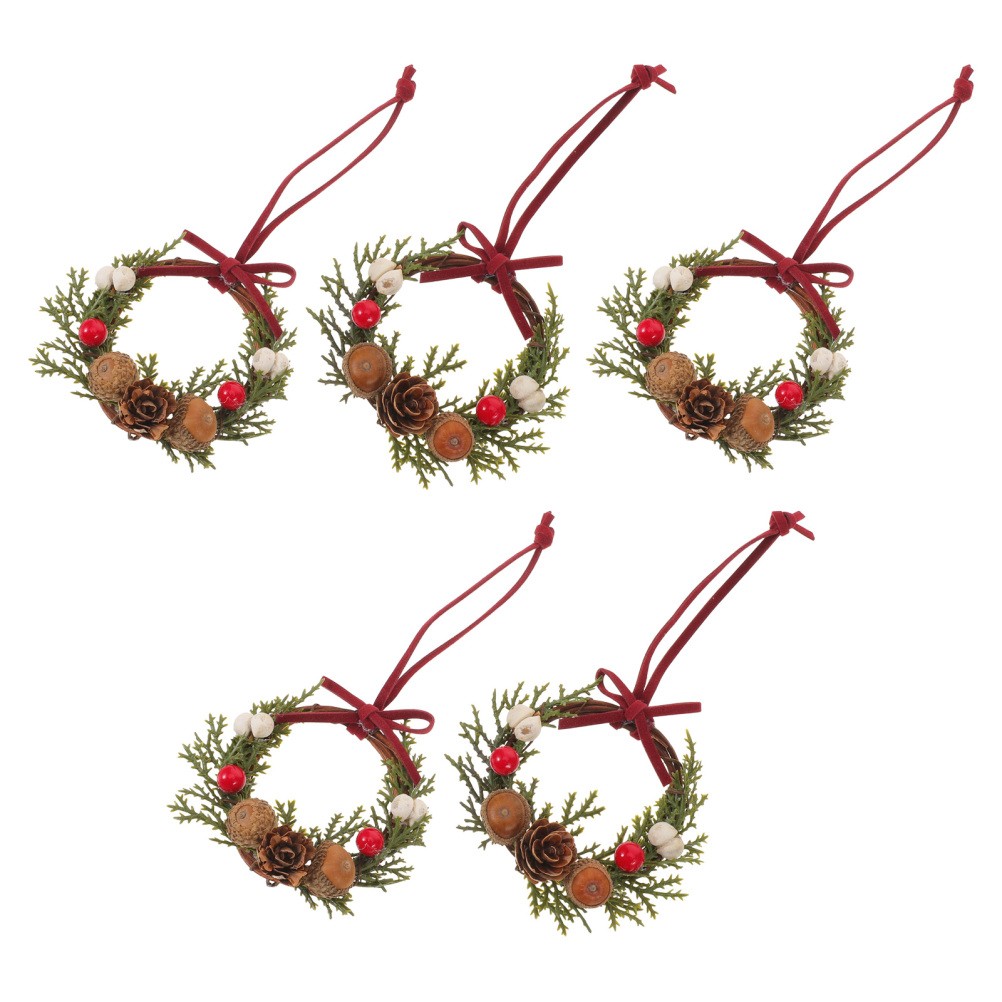 5 Pcs Farmhouse Front Door Decoration Christmas Mini Cabinet Wreaths