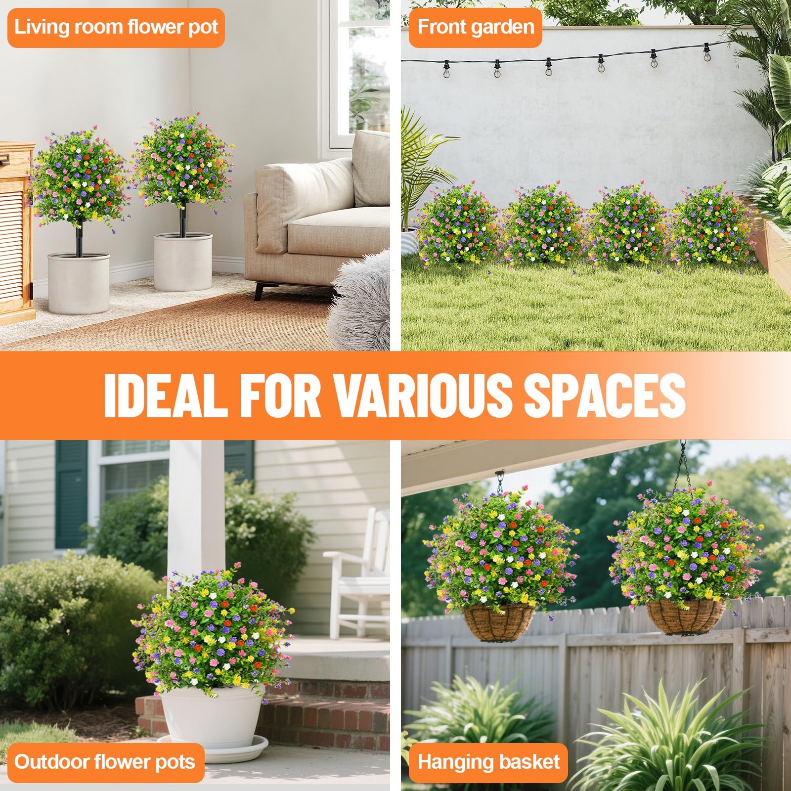 2 Pack Artificial Topiary Trees with Camellia Flowers, 21.26″ Artificial Outd…