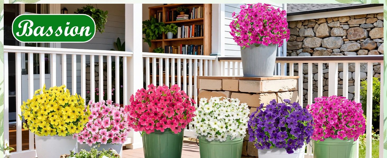 20 Bundles Artificial Violet Flowers for Outdoors, Mixed | UV resistant, silk