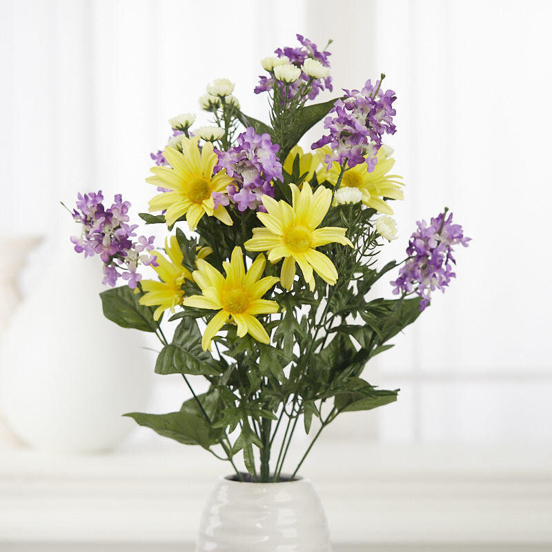 Factory Direct Craft Yellow Artificial Daisy and Lilac Bush | 1 Piece