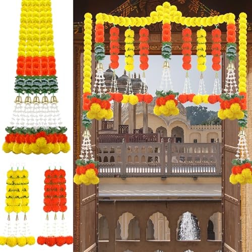 11PCS Diwali Decorations Marigold Garland for Home, Artificial 11pcs Yellow