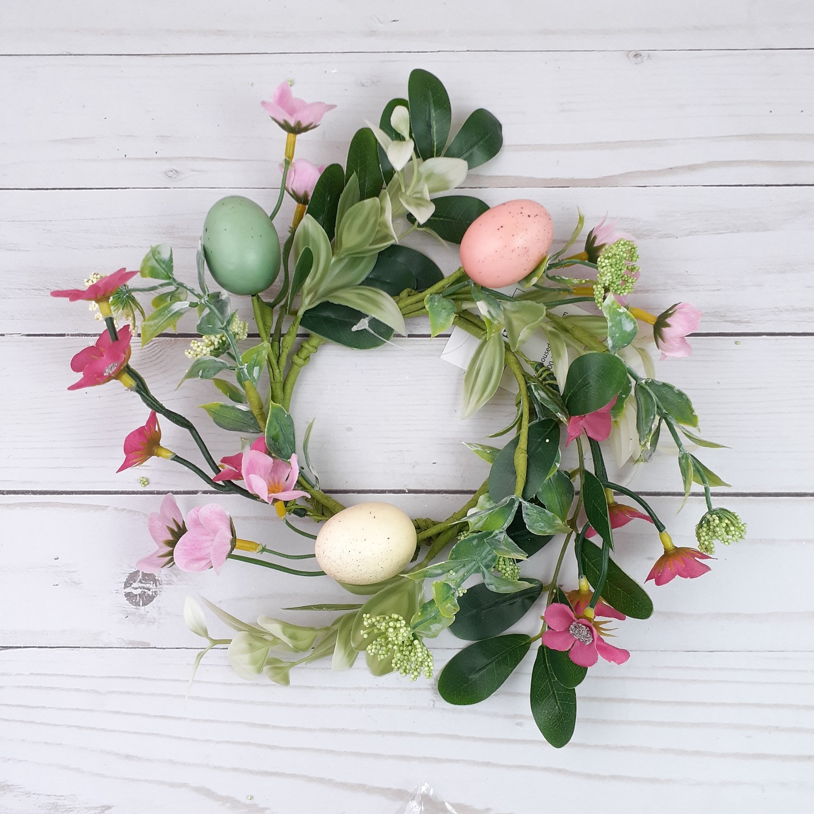 Easter Candle Ring Eggs Blooms Pink Floral Flowers 4″ inside