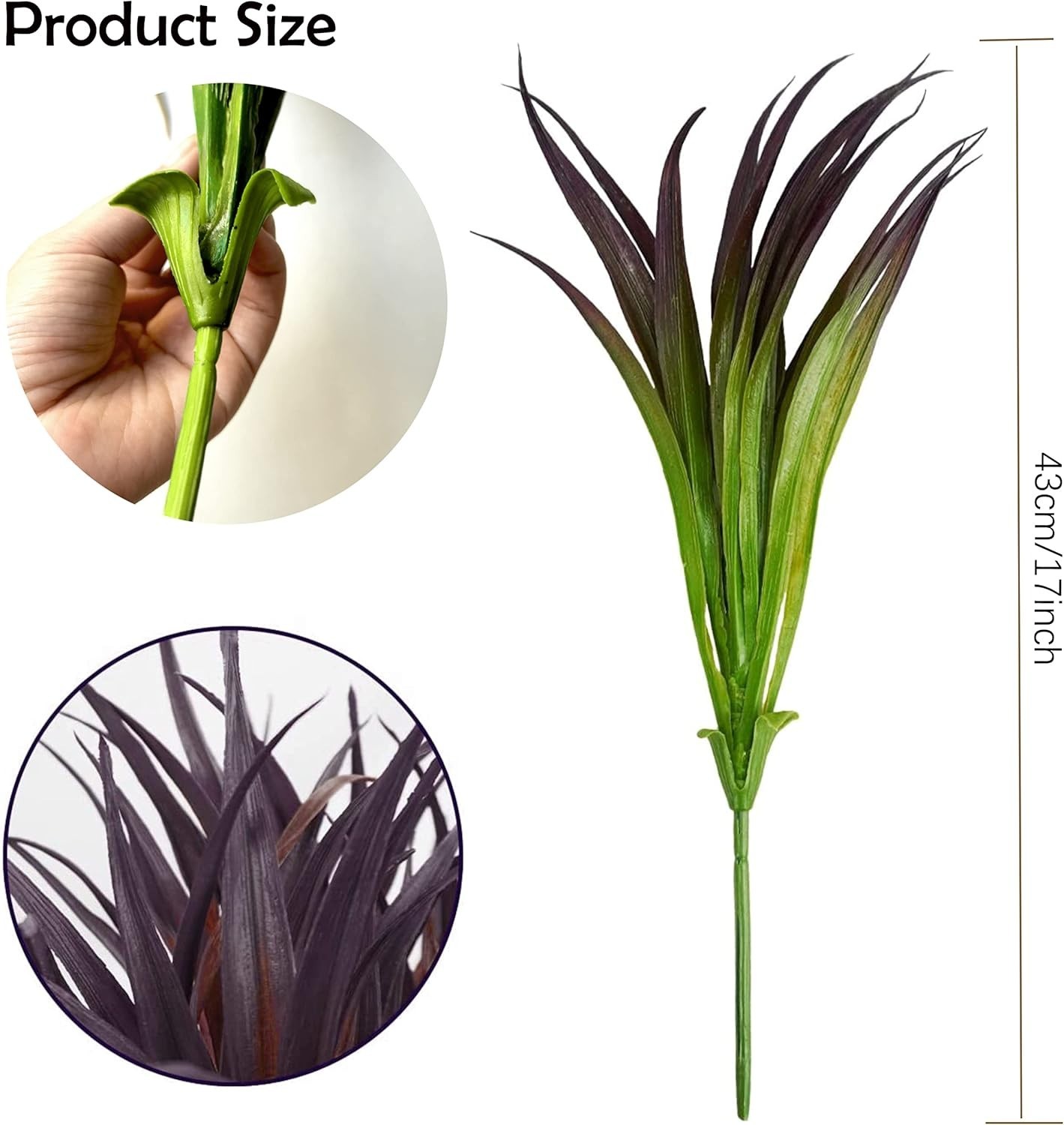 8 Bunches of Tall Faux Grass – UV Resistant Outdoor Decoration for Home & Garden