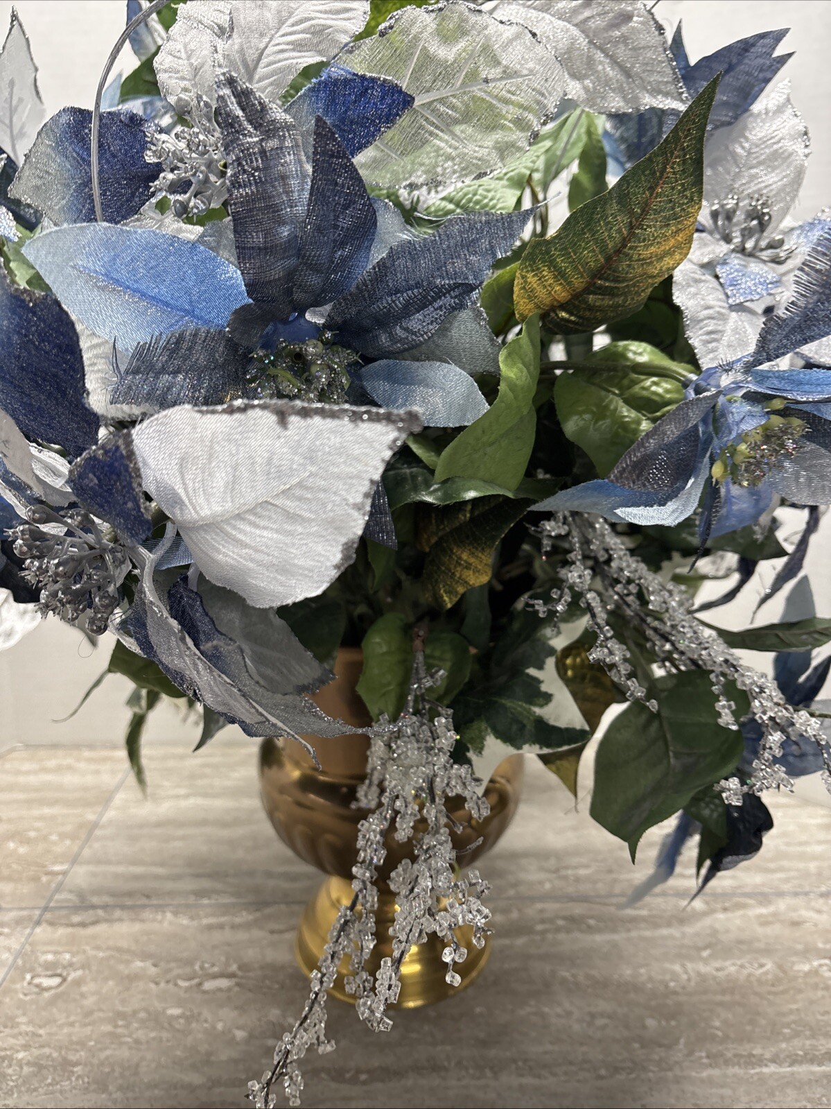 Large Floral Arrangement/ Center Piece In Gold Vase 24×24