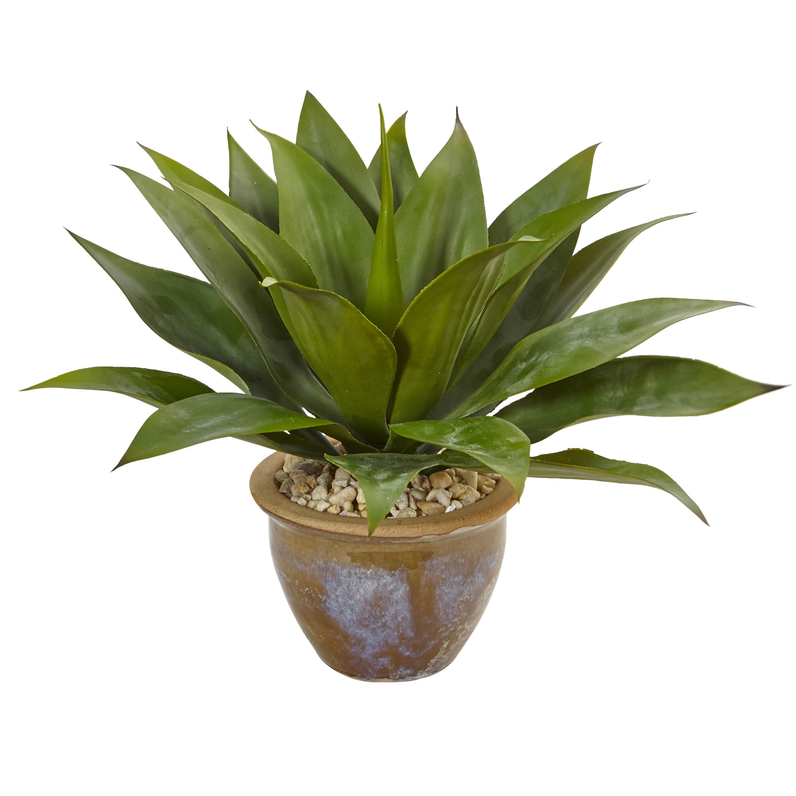 Nearly Natural Agave In Glazed Clay Pot Artificial Home Decor Faux Arrangement