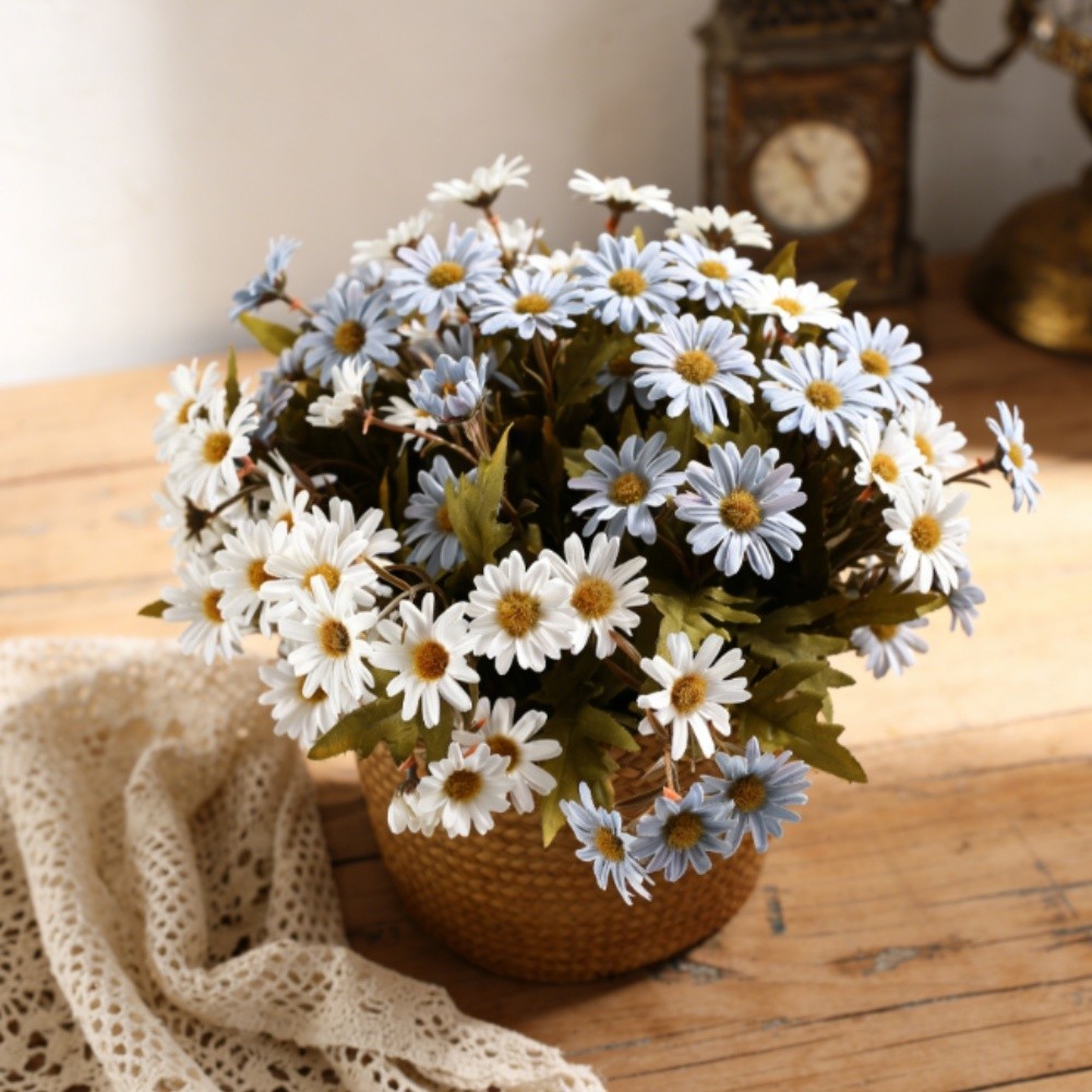 Artificial Silk Daisy Bouquet 36cm Chrysanthemum for Tabletop Photography Prop