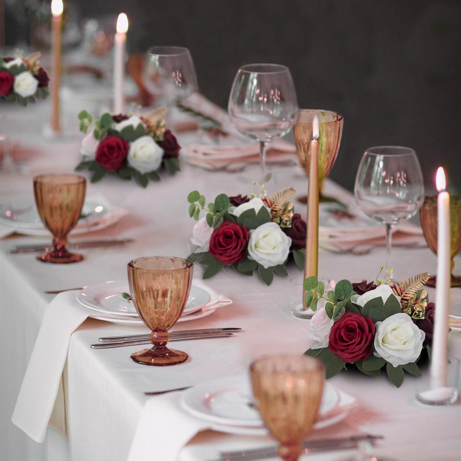 Artificial Flowers Wedding Centerpieces 2 Pcs Burgundy Rose Artificial Flower…