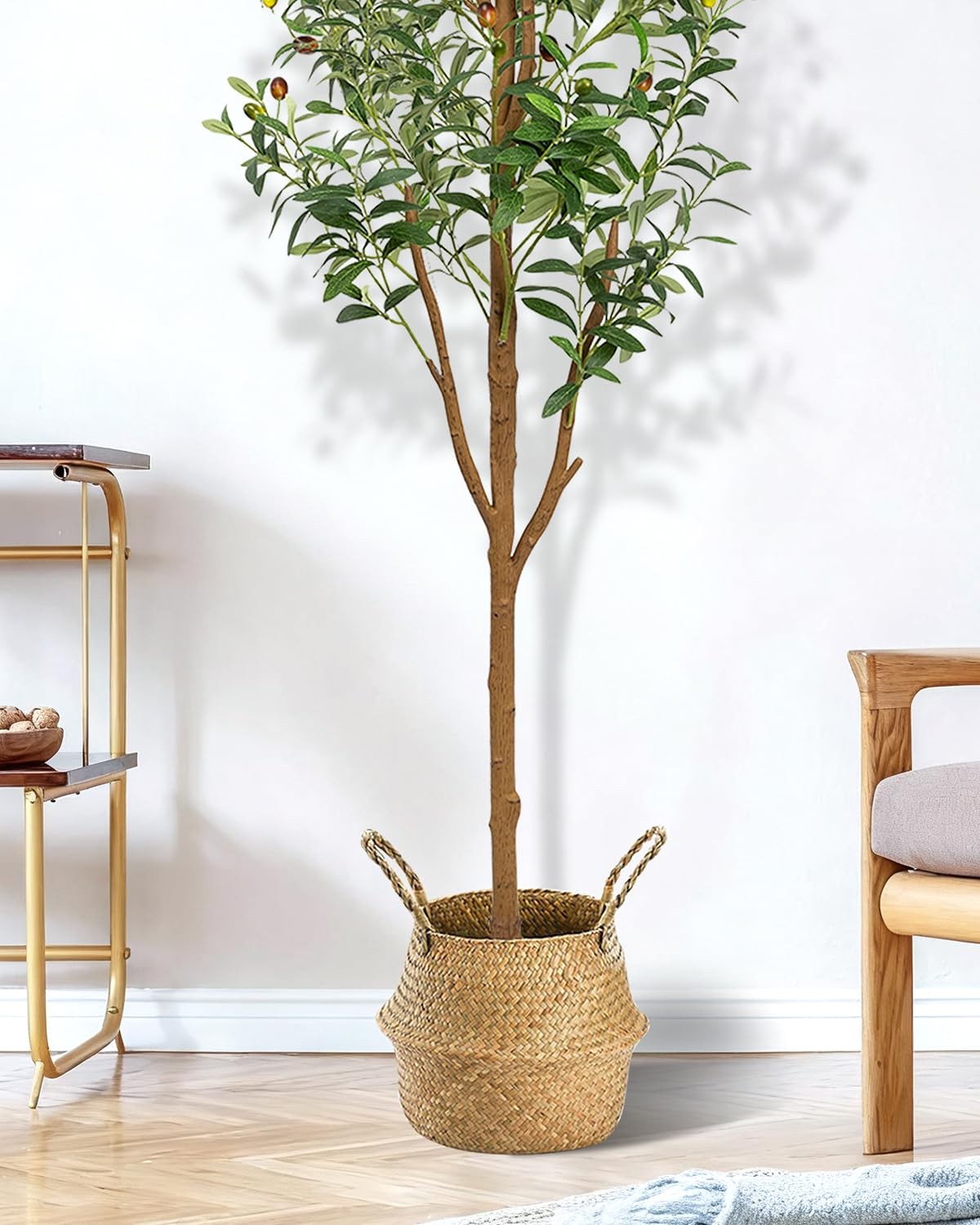6FT Artificial Olive Tree – Indoor Tall Faux Olive Trees with Planter&Basket,…